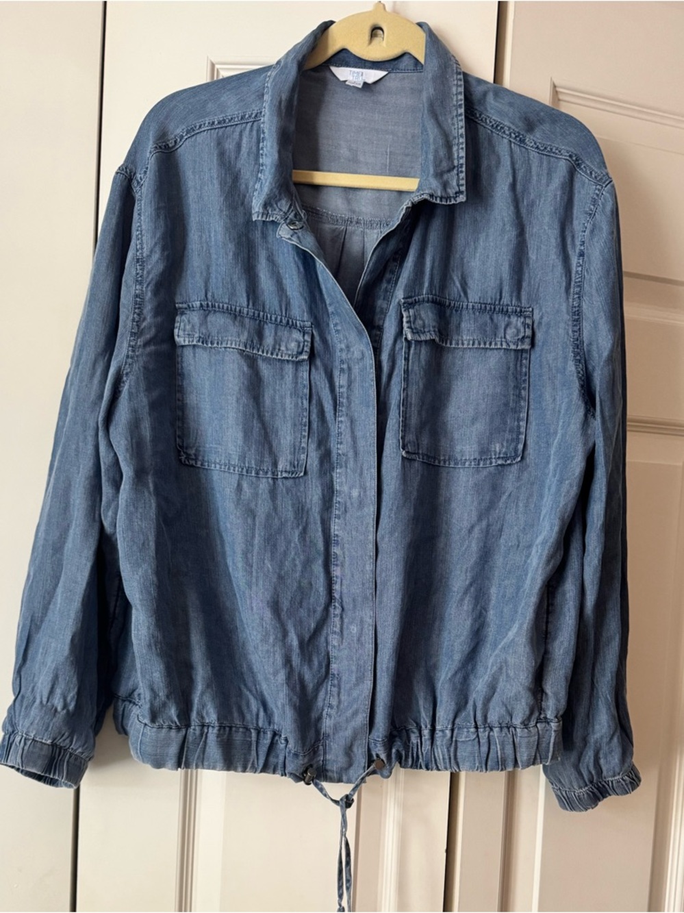 Time and Tru Medium Blue Denim Jacket with Drawstring Hem